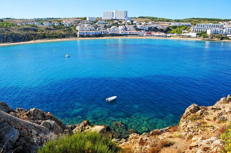 view of Arenal d'es Castell beach in Menorca, Balearic Islands, Spain
