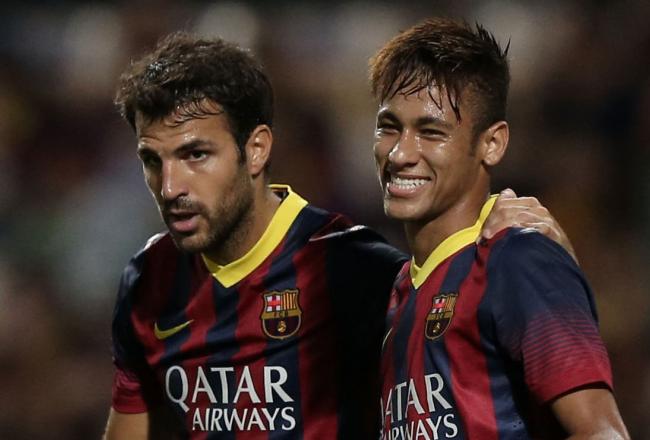 Cesc Fabregas and Neymar in happy mood