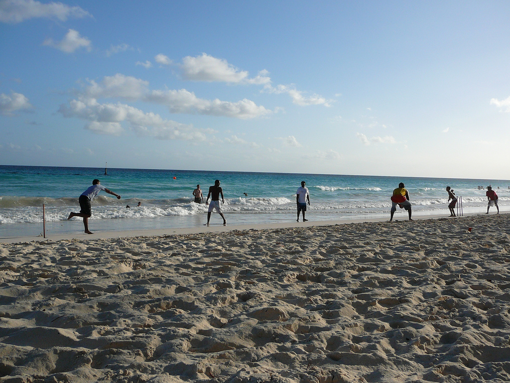 Cricket on Rockley Beach Barbados Caribbean Islands