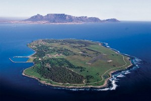 Robben Island Cape Town South Africa Aerial view of the Robben Island in Cape Town