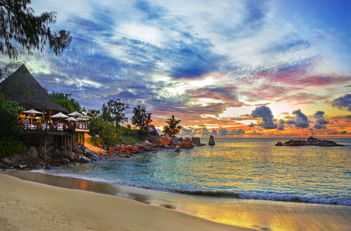 Seychelles Beach Bar Sunset