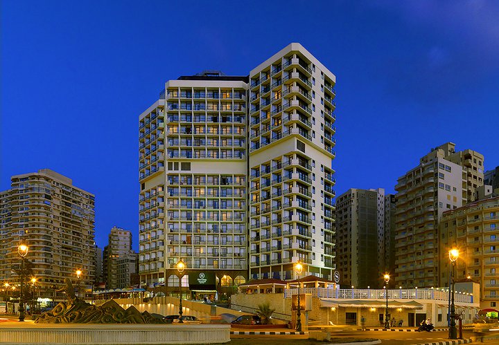 Exterior View in night of Sheraton Montazah Hotel Alexandria Egypt