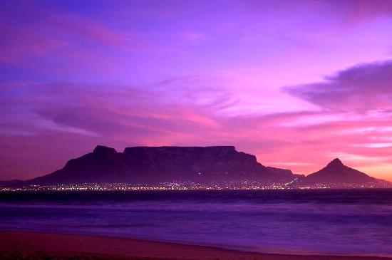 Night view of Table Mountain South Africa