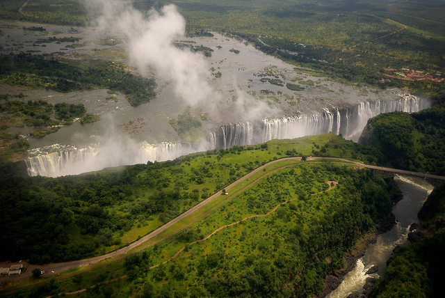 Aerial view of Victoria Falls Zimbabwe